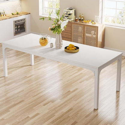 White 78-Inch Dining Table For 6-8, Rectangular Dining Room