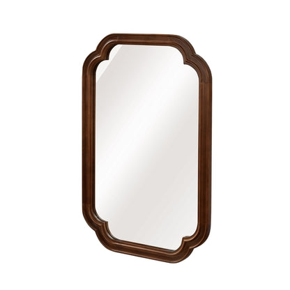 Solid Wood Frame Rounded Corner Decorative Mirror, For Bedroom,