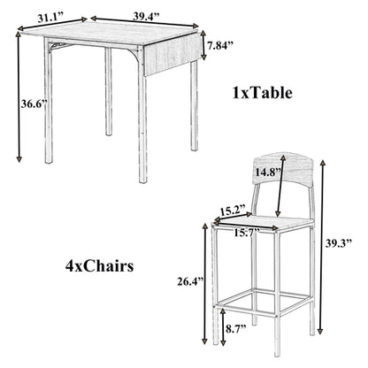 Farmhouse 5-piece Counter Height Drop Leaf Dining Table Set with