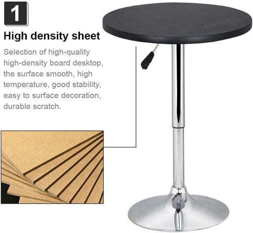 Black Bar Table With 360 Degree Swivel MDF Top Round