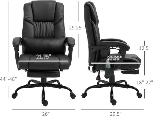 High Back Massage Office Chair With 6 Vibration Points And Footrest