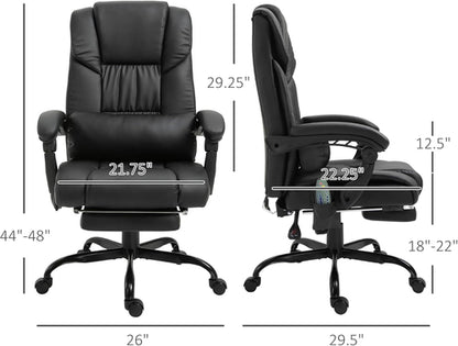 High Back Massage Office Chair With 6 Vibration Points And Footrest
