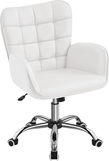 Ergonomic Faux Leather Office Chair White Adjustable
