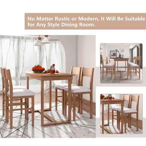 Farmhouse Counter Height 5-Piece Dining Table Set with 1 Rectangular