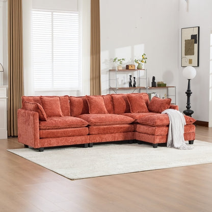 Cloud Sofa Modern Sectional Couch, Double Layer Upholstered Chenille