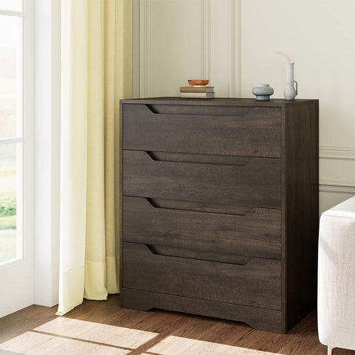 Dark Brown 4 Drawer Dresser For Bedroom Storage And Organization