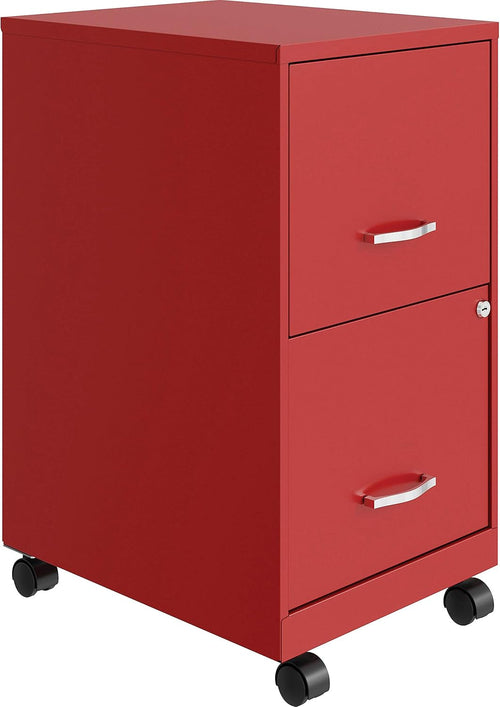 Red Mobile File Cabinet With 2 Locking Drawers 18 Inch