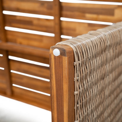 Outdoor Acacia Wood Dining Table, Teak Finish with Wicker