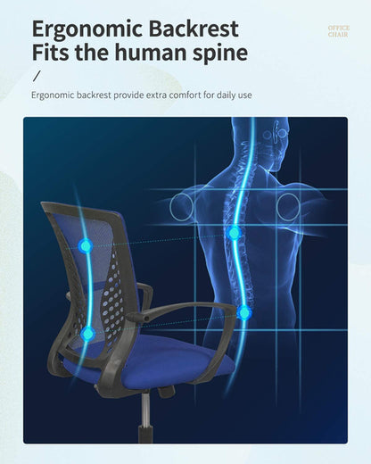 Ergonomic Blue Office Chair With Adjustable Armrests