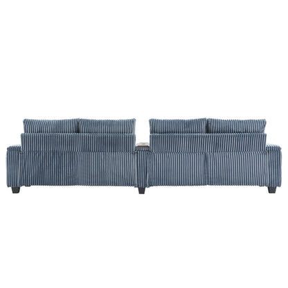 Modern 4-Seater Corduroy Sofa Couch with USB Ports, Hidden Storage and
