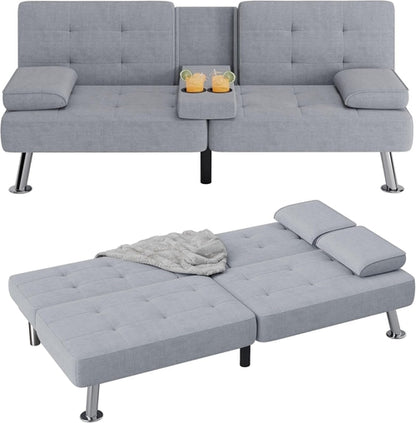 Futon Sofa Bed Modern Folding Futon Set Linen Fabric Convertible