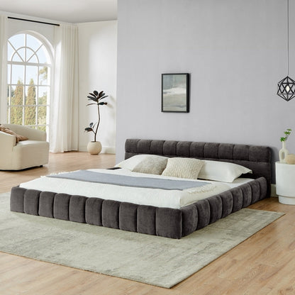 Upholstered Bed Frame with Thick Chenille Fabric, Grounded Platform