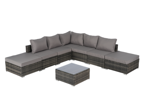 8 Piece Outdoor Patio Sectional Sofa Set – Wicker Conversation Set