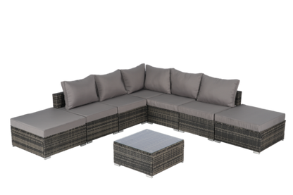 8 Piece Outdoor Patio Sectional Sofa Set – Wicker Conversation Set