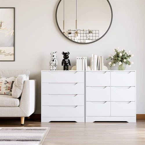 White 4 Drawer Dresser for Bedroom Storage and Clothing Organizer