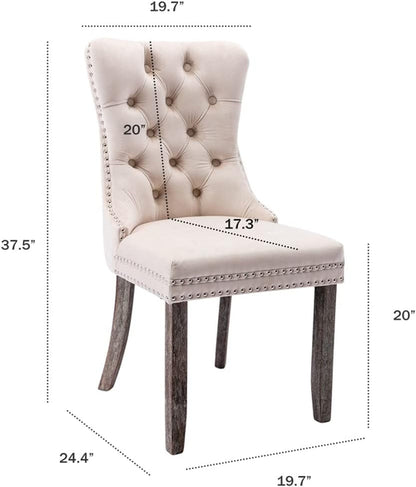 Velvet Dining Chairs Set of 6, Tufted Dining Room Chairs with Button