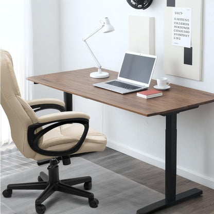 Beige High Back Office Chair With Adjustable Height And Lumbar Support