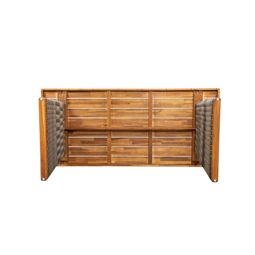 Outdoor Acacia Wood Dining Table, Teak Finish with Wicker