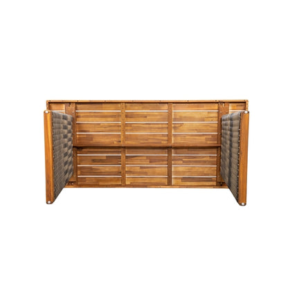 Outdoor Acacia Wood Dining Table, Teak Finish with Wicker