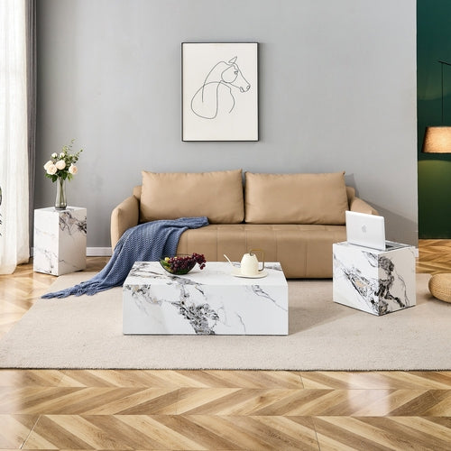 Modern Coffee Table – 39.3" Rectangular Accent Table with Textured