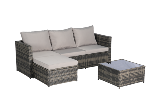 2 Piece Outdoor L-Shaped Wicker Patio Set – Sectional Sofa with