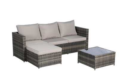 2 Piece Outdoor L-Shaped Wicker Patio Set – Sectional Sofa with