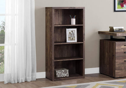 Adjustable 3 Shelf Bookcase 48H Brown Laminate Finish