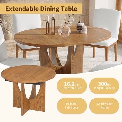 Modern 5-Piece Extendable Round Dining Table Set with 16.2inch