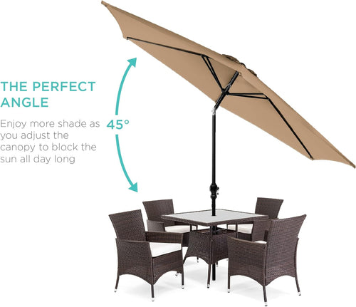 10 Foot Outdoor Steel Polyester Patio Umbrella Tan With Crank Tilt And