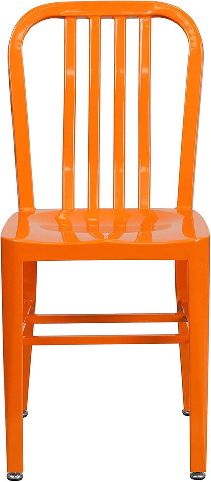 Orange Metal Indoor Outdoor Chair 2 Pack Commercial Grade