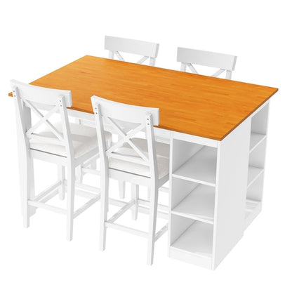 60'Lx30'W Solid Wood Farmhouse Counter Height Dining Table Set with