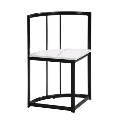 Modern 7-Piece Dining Table Set with Faux Marble Compact 55Inch