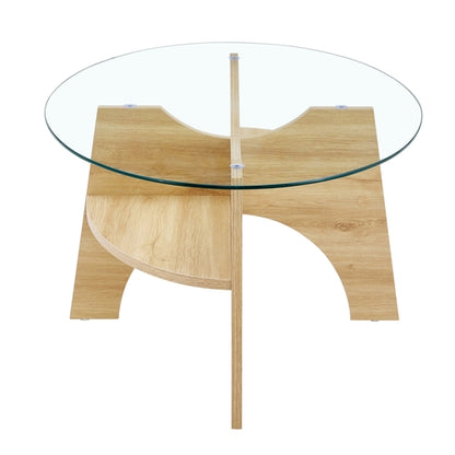 Oval Glass Coffee Table – 41.3" Modern Tempered Glass Table,