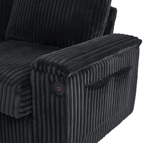 Modern 4-Seater Corduroy Sofa Couch with USB Ports, Hidden Storage and