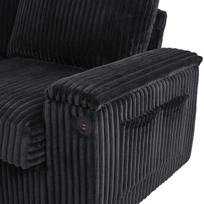 Modern 4-Seater Corduroy Sofa Couch with USB Ports, Hidden Storage and