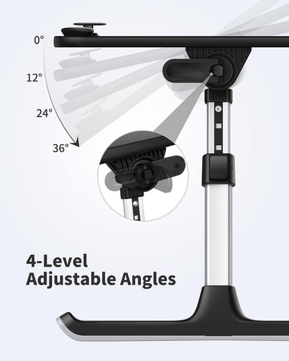 Height and Angle Adjustable Laptop Desk for Bed and Couch