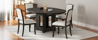 Farmhouse Extendable Round Dining Table Set for 4, 5-Piece Kitchen