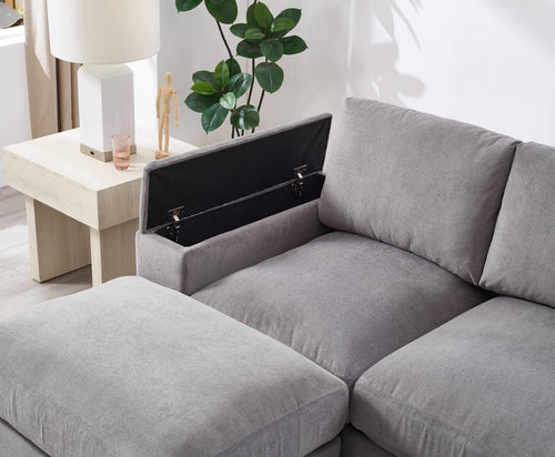 Sectional Sofa Deep Seat Sofa Couch With Ottomans, Corduroy Sofa