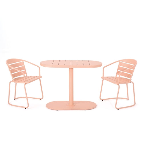 Santa Monica 3-Piece Outdoor Bistro Set – Modern Iron Patio Dining Set