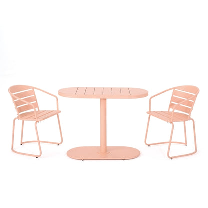 Santa Monica 3-Piece Outdoor Bistro Set – Modern Iron Patio Dining Set