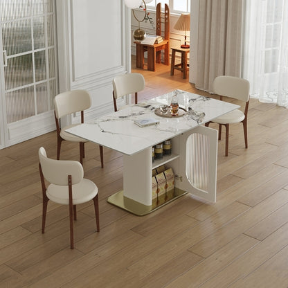 63 Modern 4-6 Person Dining Table Set With Storage  Burnt Stone