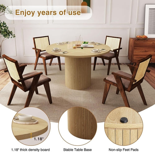 Round Dining Table for 4, Modern Farmhouse Kitchen Table, 47 Inch