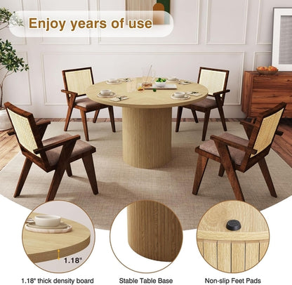 Round Dining Table for 4, Modern Farmhouse Kitchen Table, 47 Inch