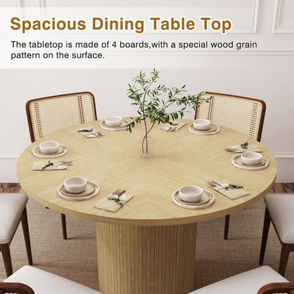 Round Dining Table for 4, Modern Farmhouse Kitchen Table, 47 Inch
