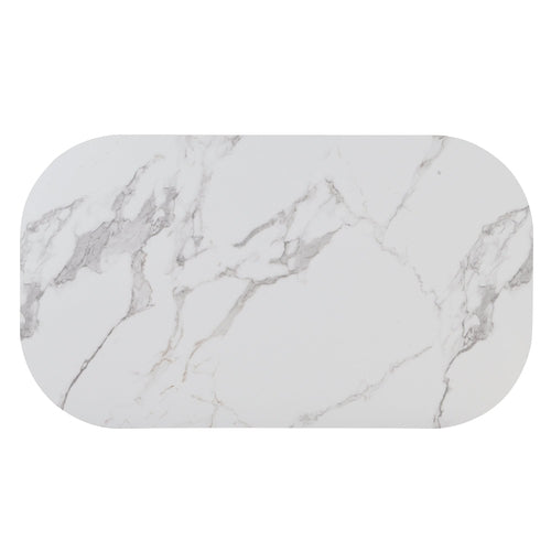 Modern 7-Piece Dining Table Set with Faux Marble Compact 55Inch