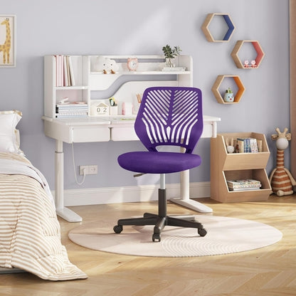 Students Cute Desk Chair Low-Back Armless Study Chair W/Lumbar Support