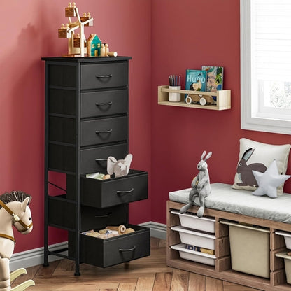 Black Tall Dresser With Seven Drawers For Bedroom Storage