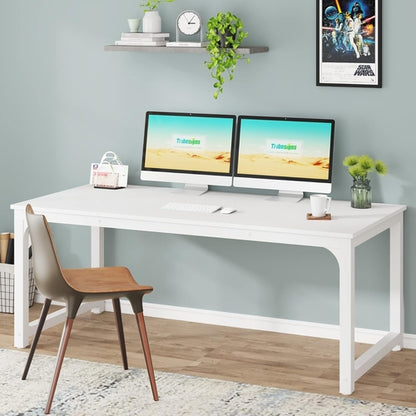 63 Inch White Executive Office Desk 31.5 Inch Wide