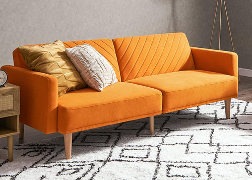 Chloe Futon Sofa Bed With Tapered Legs Adjustable Back