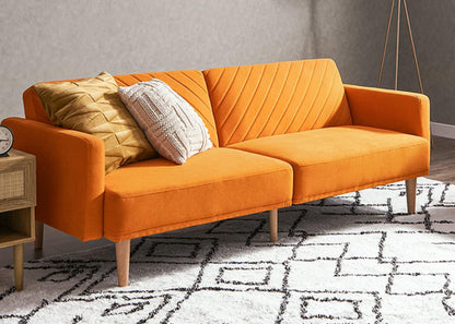 Chloe Futon Sofa Bed With Tapered Legs Adjustable Back